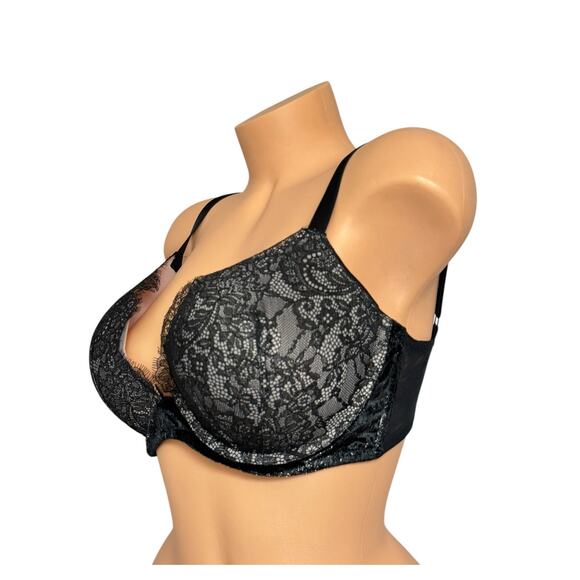 Victoria's Secret Very Sexy Black Shimmer Lace Push-Up Bra 34DDD - Picture 4 of 7